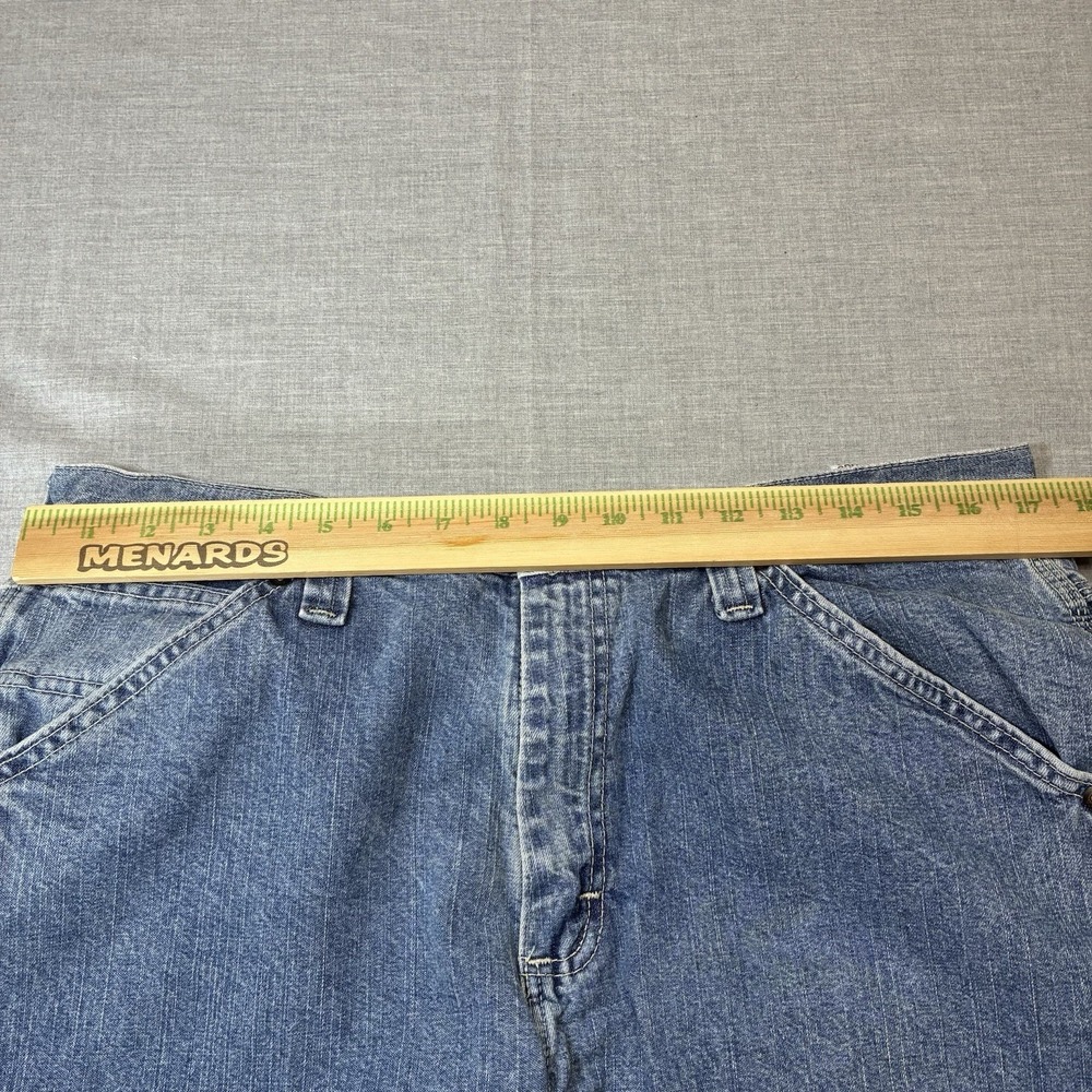 Y2K Vintage Lee Dungarees Baggy Wide Leg Carpenter Jeans Mens 34x34 Denim 2000's - Picture 11 of 15